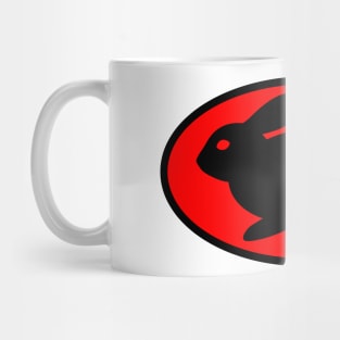 black print rabbit red Mug